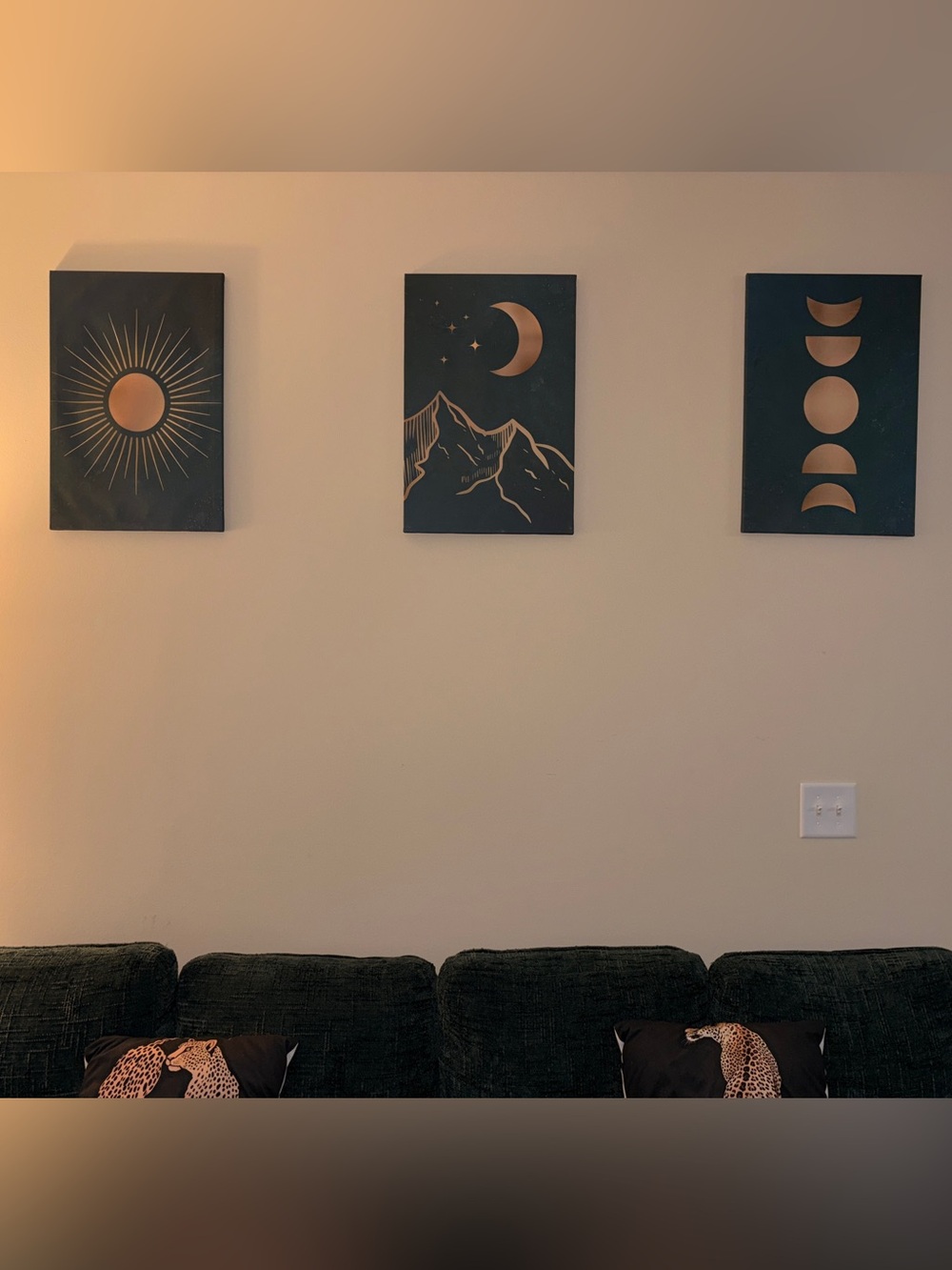 Moon & Mountain Wall Art Canvas - Black and Gold